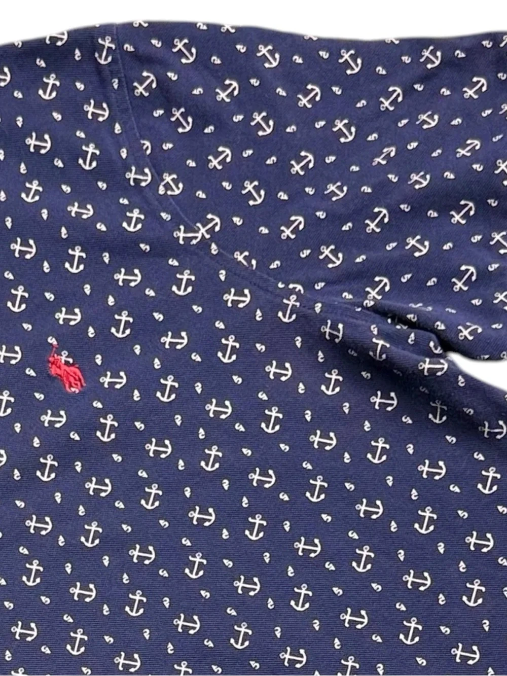 Polo Ralph Lauren Men’s L Featherweight Mesh Polo Shirt Anchor Nautical Navy